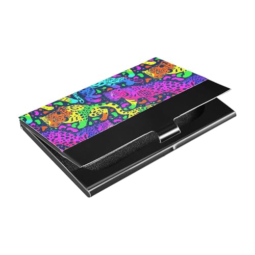 KLL Visitenkartenetui mit Leder und Edelstahl, für Geschäftstreffen, Neonfarben, schlankes Design von KLL