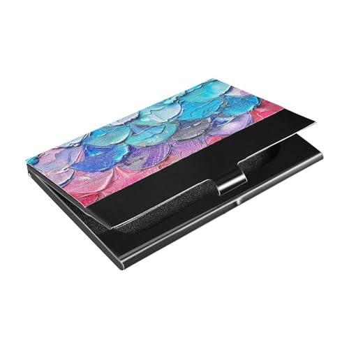 KLL Visitenkartenhalter in Regenbogenfarben, schmal, mit Kartenetui aus Leder und Edelstahl, für Reisen, Zuhause oder Büro, Tarjetero para Hombre von KLL