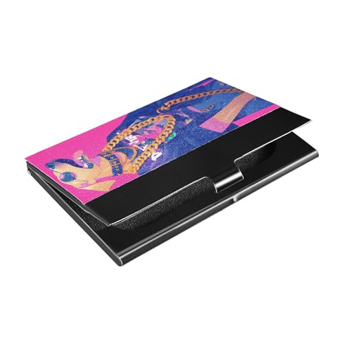 KLL Visitenkartenhalter mit Cartoon-Hund, Hip-Pop, schmal, tragbar, mit Leder und Edelstahl, für Geschäftstreffen, Verwendung Tarjetero para Hombres von KLL