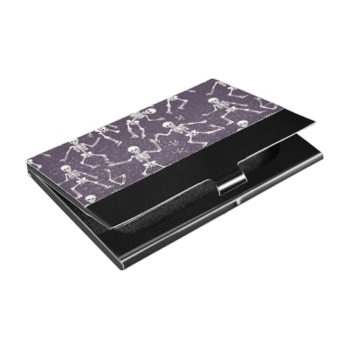 KLL Visitenkartenhalter mit Leder- und Edelstahl-Kreditkartenhalter für Geschäftstreffen, schlankes Design, Violett von KLL