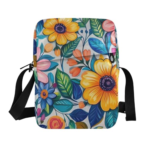 KLL Vivi Umhängetasche mit Blumen und Blättern, veganes Leder, für Herren, Umhängetasche, Einkaufstasche, Handtasche, für Reisen von KLL