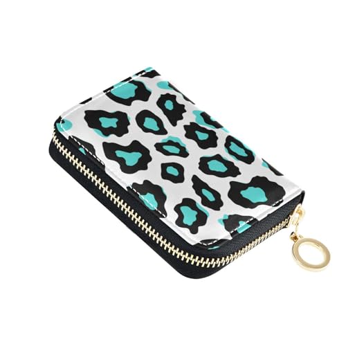 KLL Vleopard Kreditkartenetui aus Leder, gepunktet, mit 2 Geldfächern, RFID-blockierend, Kreditkartenetui mit Reißverschluss von KLL