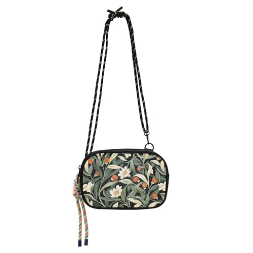 KLL William Morris Geldbörse mit wildem Blumenmuster, klein, für Damen, mit Kreditkartenfächern, schwarze Handtasche, für Spaziergänge von KLL