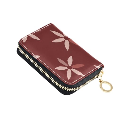 KLL Windmill Flower Dänisches dunkelrotes Leder-Kartenetui mit 9 Kartenfächern, RFID-blockierend, Kreditkarten-Organizer mit Reißverschluss von KLL