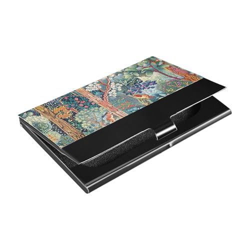 KLL Wunderschönes, farbiges Safari-Visitenkartenetui mit Leder- und Edelstahletui mit Kartenhalter für Geschäftstreffen von KLL