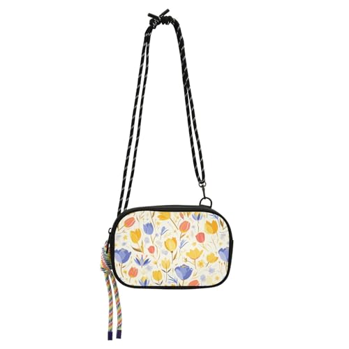 KLL Zarte Cartoon-Blume, leuchtende Farben, Damen-Geldbörse, Crossbody für Herren, modisch, mit Kreditkartenfächern, Handy-Geldbörse, für eine Mahlzeit von KLL