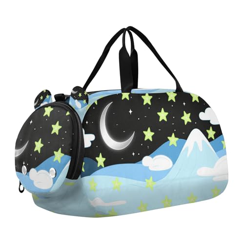 Kleine Sporttasche mit Farbstift, Zeichnung Sterne und Mond, mit Schuhfach, großes Fassungsvermögen, Handgepäck für Schule, Sport, Reisen Kleine Sporttasche mit Farbstift, Zeichnung Sterne und Mond, mit Schuhfach, großes Fassungsvermögen, Handgepäck für Schule, Sport, Reisen von KLL