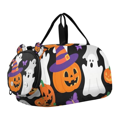 Kleiner Turnbeutel mit Schuhfach, Halloween, Gelb, Kürbis, leichte Sporttasche, Reisetasche, für Reisen, Schwimmen, Tanzen, Ballett von KLL