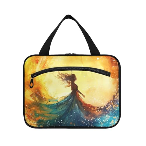 Kosmetiktasche für Damen, Motiv: Ölgemälde in wirbelnden Farben, Reise-Kosmetiktasche mit Haken, Designer-Essentials zum Aufhängen, Make-up-Tasche für Erwachsene, Urlaub, Parfüm de L von KLL