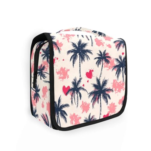 Kosmetiktasche für Damen, Motiv: Palme, Anime, mit Aufhängehaken, kompakte Make-up-Tasche für Auto, Badezimmer Kosmetiktasche für Damen, Motiv: Palme, Anime, mit Aufhängehaken, kompakte Make-up-Tasche für Auto, Badezimmer von KLL