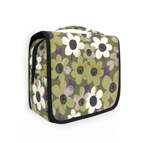Kosmetiktasche für Damen, mit Aufhängehaken, Weiß und Dunkelgrün, mit Blumenmuster, multifunktional, für Arbeit Kosmetiktasche für Damen, mit Aufhängehaken, Weiß und Dunkelgrün, mit Blumenmuster, multifunktional, für Arbeit von KLL