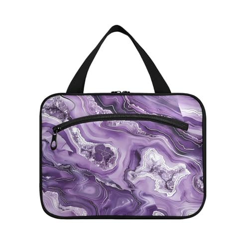 Kosmetiktasche mit Amethyst-Marmoraufdruck, zum Aufhängen, mit Haken, tragbare Designer-Medizin-Tasche für Damen, Hotelorganisator de maquillaje para L von KLL