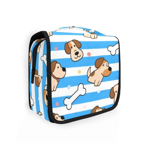 Kosmetiktasche mit Hundeknochen für Damen, mit Haken zum Aufhängen, multifunktional, zum Aufhängen, für Urlaub, Blau / Weiß von KLL