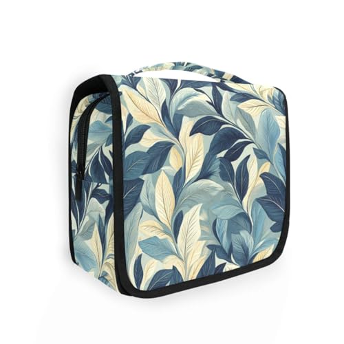 Kosmetiktasche mit Retro-Blättermuster, federförmig, für Damen, mit Haken zum Aufhängen, wasserdicht, für den Urlaub von KLL