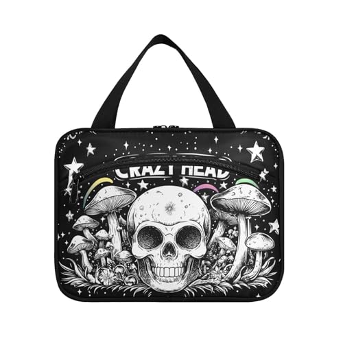 Kosmetiktasche mit Totenkopf-Motiv, zum Aufhängen, mit Haken, kompakte Designer-Tasche für Herren, für Reisende, Camping, Organizer, Größe L, Schwarz von KLL