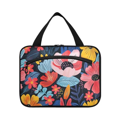 Kosmetiktasche mit bunten Blumen zum Aufhängen, mit Haken, kompakte Designer-Tasche für Herren, Reiseutensilien für Damen, Rucksackreisen, Bolso de Mano para Hombre L von KLL