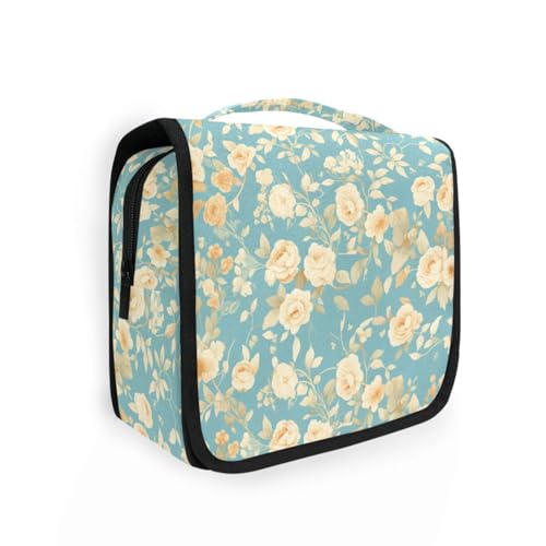 Kosmetiktasche mit romantischen Rosen für Damen, mit Aufhängehaken, Blau und Weiß, Unisex, Kosmetik-Organizer Kosmetiktasche mit romantischen Rosen für Damen, mit Aufhängehaken, Blau und Weiß, Unisex, Kosmetik-Organizer von KLL