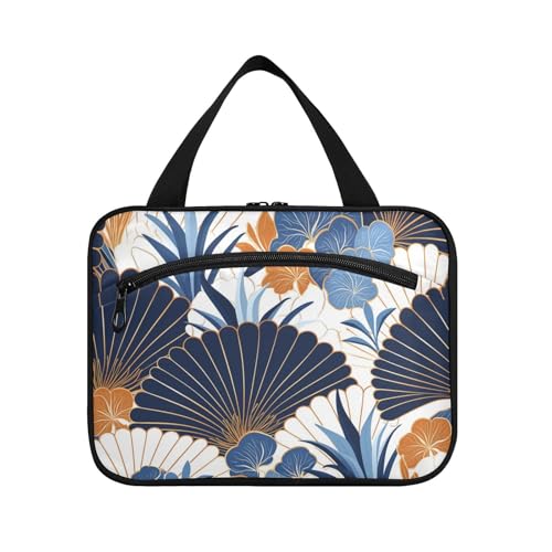Kosmetiktaschen für Damen, fächerförmig, Blumenmuster, Art-Deco-Stil, zum Aufhängen, mit Haken, niedliche Designer-Taschen für Toilettenartikel für Frauen, Muss Urlaub Bolso de Maquillaje para Mujer L von KLL