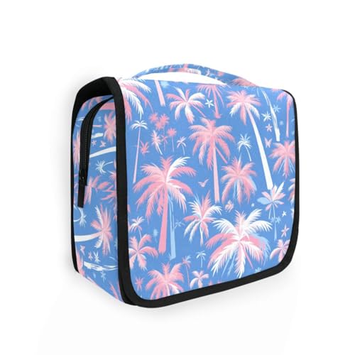 Kulturbeutel für Damen, Motiv: Palme, pfirsichblau, Aquarellfarben, Kulturbeutel mit Haken zum Aufhängen, Kulturbeutel für Kreuzfahrten von KLL