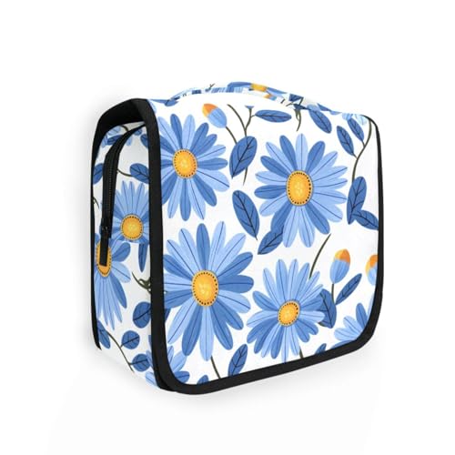 Kulturbeutel für Damen, Motiv: niedliche blaue Gänseblümchen, mit Haken zum Aufhängen, Reisetasche, Kulturbeutel, Urlaub Kulturbeutel für Damen, Motiv: niedliche blaue Gänseblümchen, mit Haken zum Aufhängen, Reisetasche, Kulturbeutel, Urlaub von KLL