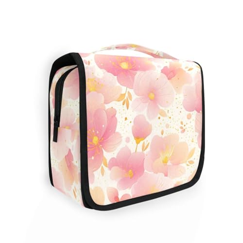 Kulturbeutel für Damen, Pfirsichblumen, mit Haken zum Aufhängen, wasserdicht, Toilettenartikel, Toilette Kulturbeutel für Damen, Pfirsichblumen, mit Haken zum Aufhängen, wasserdicht, Toilettenartikel, Toilette von KLL