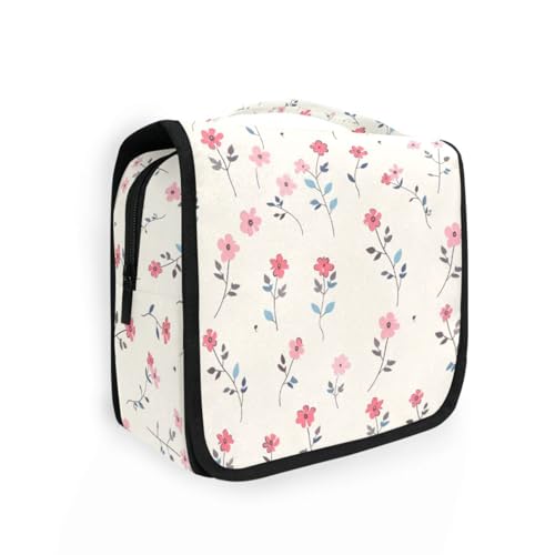 Kulturbeutel für Herren, mit Haken zum Aufhängen, mit Blumenmuster, Beige von KLL