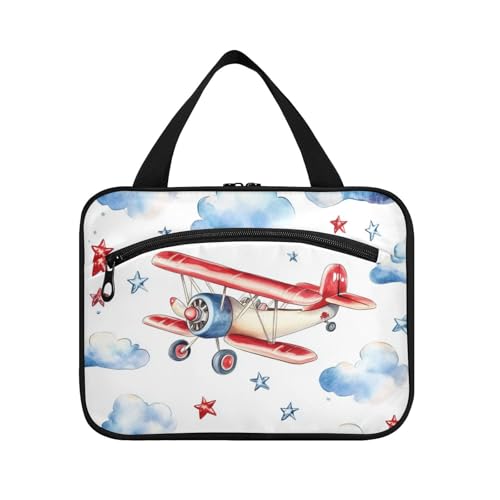 Kulturbeutel für Herren mit Haken, Cartoon-Motiv, niedliches Flugzeug, mit Haken, Designer-Zubehör, Kulturbeutel für Reisen, muss funktionieren, Bolso Viajero para Mujer L von KLL