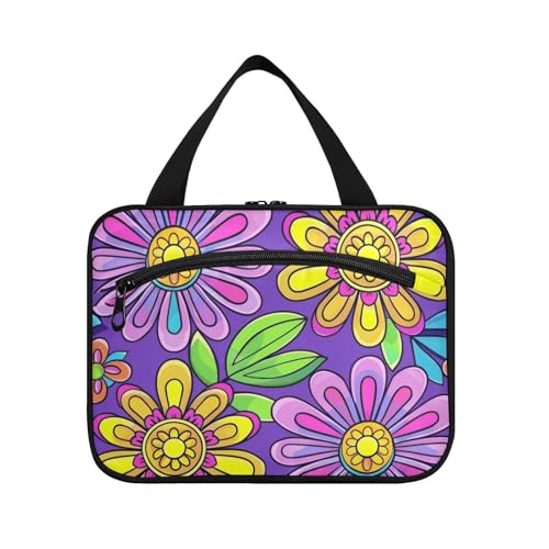 Kulturbeutel für Herren mit Haken, Paisleymuster, Blumenmuster, bunt, Reisegröße, wasserdicht, für Reisen, Make-up, Arbeit, Organizer, Größe L von KLL