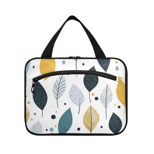 Kulturbeutel für Herren mit Haken, modernes Design, frische Blätter, Make-up-Tasche für Damen, Toilette, Cartera para maquillaje L von KLL