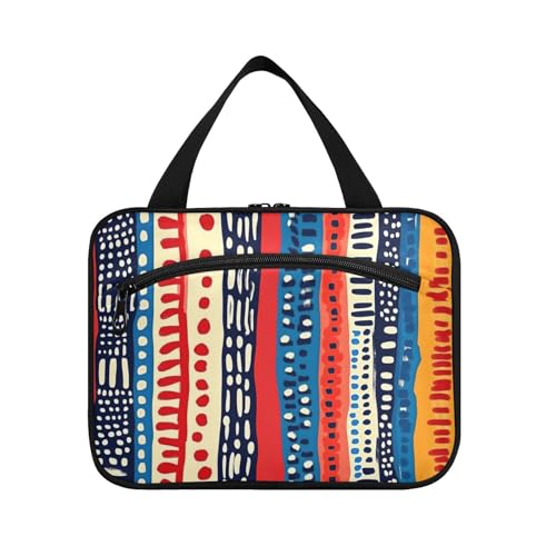 Kulturbeutel für Herren mit Haken, rot-blaues Streifenmuster, Kritzelei-Kunst, mit Haken, Designer-Tasche für Toilettenartikel für Frauen, Muss auf Reisen Kulturbeutel für Herren mit Haken, rot-blaues Streifenmuster, Kritzelei-Kunst, mit Haken, Designer-Tasche für Toilettenartikel für Frauen, Muss auf Reisen von KLL