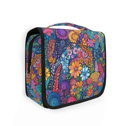 Kulturbeutel für Herren mit abstraktem Blumenmuster, buntes Ölgemälde, mit Haken zum Aufhängen, erweiterbar, Make-up-Tasche, Urlaub von KLL
