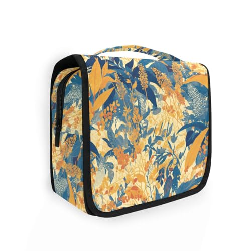 Kulturbeutel für Herren mit buntem Blättermuster, mit Haken zum Aufhängen, Make-up-Tasche, Organizer, Urlaub von KLL