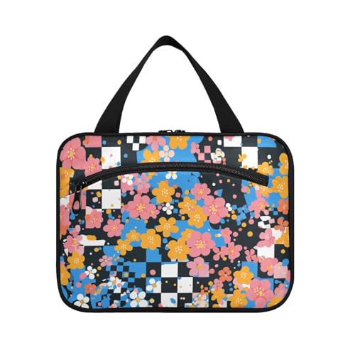 Kulturbeutel für Herren mit buntem Blumenmuster, zum Aufhängen, mit Haken, multifunktional, Hautpflege-Tasche für Accessoires, Muss für Reisen, Bolsa de maquillaje para Mujer L von KLL