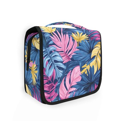 Kulturbeutel im tropischen Stil, Palmenblätter, Rosa und Bluravel, mit Haken zum Aufhängen, waschbar, Rasierset, Tasche für Herren, Ausflug Kulturbeutel im tropischen Stil, Palmenblätter, Rosa und Bluravel, mit Haken zum Aufhängen, waschbar, Rasierset, Tasche für Herren, Ausflug von KLL
