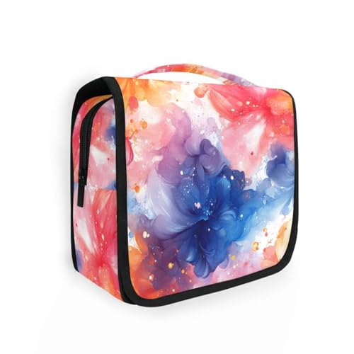 Kulturbeutel mit Aquarell-Blumen, für Damen, mit Haken zum Aufhängen, modische Kulturbeutel für Reisen von KLL