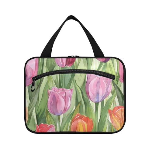 Kulturbeutel mit Blumenmotiv, zum Aufhängen, für Reisen, mit Haken, faltbar, Make-up-Organizer-Tasche für Herren, Rucksackreisen, Bolso para maquillaje de Mujer L von KLL