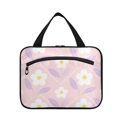 Kulturbeutel mit Blumenmotiv, zum Aufhängen, mit Haken, Designer-Taschen für Toilettenartikel, Reiseutensilien, für Damen, Camping, Bolsas de Maquillaje para Mujer L, Hellrosa von KLL