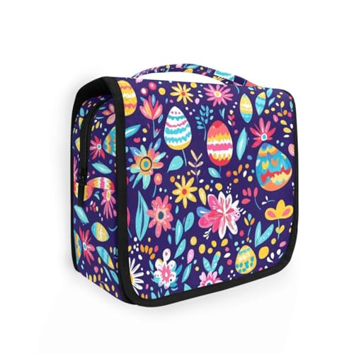 Kulturbeutel mit Ostermotiv für Damen, Kulturbeutel mit Haken zum Aufhängen, erweiterbar, große Kapazität, Make-up-Tasche, Urlaub von KLL
