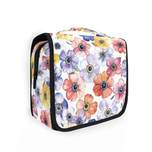 Kulturbeutel mit bunten Blumen, für Reisen, Damen, mit Haken zum Aufhängen, wasserdicht, Kulturbeutel, Fitnessstudio von KLL