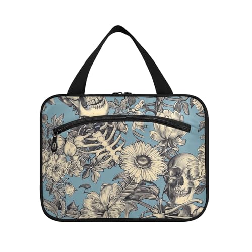 Kulturbeutel zum Aufhängen, Gothic-Skelett-Blume, mit Haken, tragbare Designer-Tasche für Herren, für wichtige Dinge für Frauen, Reisen, Bolso de para Mujer L von KLL