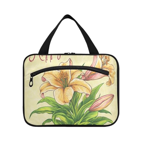 Kulturbeutel zum Aufhängen, Motiv: Osterlilie, für Herren, Reisen, mit Haken, waschbar, Make-up-Kosmetiktasche für Mutter, Badezimmer, Bolso de Mano para Hombre L von KLL
