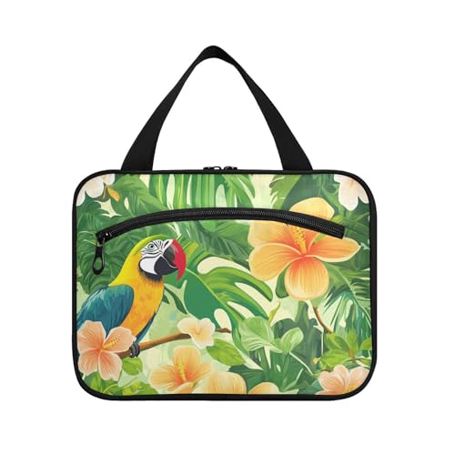 Kulturbeutel zum Aufhängen, Motiv: tropische Pflanzen, Papageien, Tiere, zum Aufhängen, Reise-Organizer mit Haken, Designer-Chic-Kulturbeutel, zum Aufhängen für wichtige Dinge für Frauen, Toilette von KLL