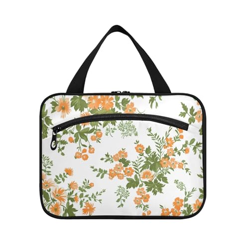Kulturbeutel zum Aufhängen, groß, Retro-Stil, Blumenmotiv, mit Haken, Designer-Chic-Tasche für Toilettenartikel für Herren, Trip Bolsos para Hombre L, Orange Kulturbeutel zum Aufhängen, groß, Retro-Stil, Blumenmotiv, mit Haken, Designer-Chic-Tasche für Toilettenartikel für Herren, Trip Bolsos para Hombre L, Orange von KLL