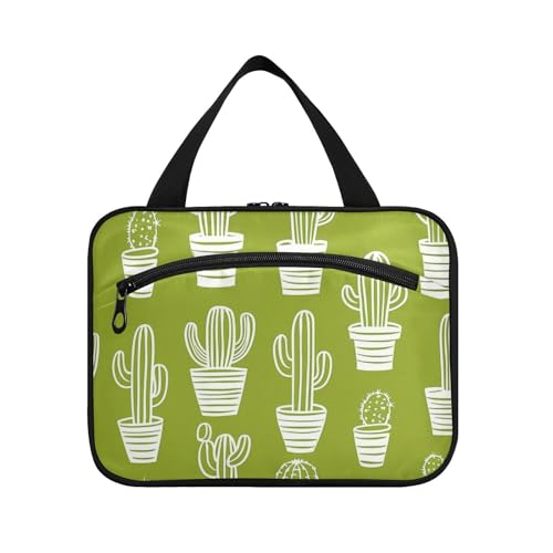 Kulturbeutel zum Aufhängen mit grünem Kaktusmuster für Herren mit Haken, Designer-Make-up-Taschen für Reisen, Zubehör für Damen, Hotelorganisador de maquillaje para L von KLL