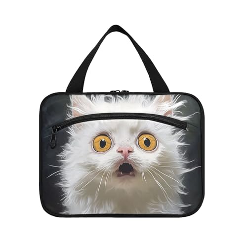 LaPerm Cartoon-Kultur-Set für Herren, lustig, Katzenangst, mit Haken, Designer-Kulturbeutel für Kreuzfahrt, Reisen, Fitnessstudio, Bolsos para Hombre L von KLL