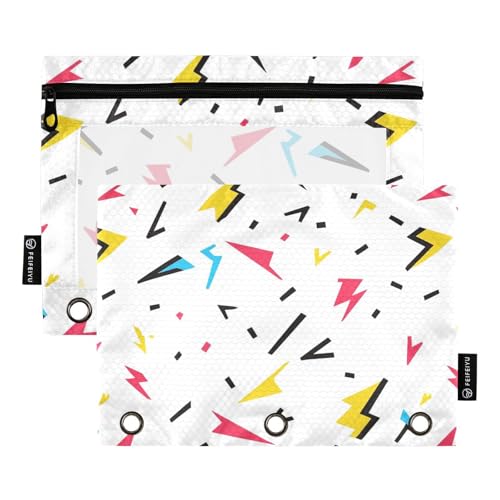 Lightning Video Game White Binder Pocket Fabric Pencil Case for 3 Rings Folder with Binder Holes for Children Stationery Supplies von KLL