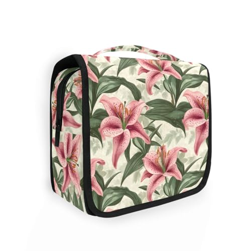 Lily Beauty Herren-Kulturbeutel mit Sommerblumen, für Reisen, mit Haken zum Aufhängen, waschbar, Hautpflegetasche, Hotel von KLL