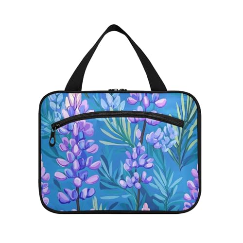 Lupine Glory Herren-Kulturbeutel zum Aufhängen, mit Haken, Designer-Make-up-Tasche für Auto, für Damen, ein Muss für Badezimmer, Maleta para maquillaje L von KLL