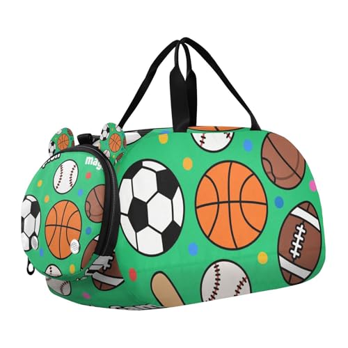 Magic Ball Big Game Fußballkorb Ball Grün Druck Duffel Turnbeutel mit Schuhfach Multifunktionale persönliche Gegenstände Reisetasche für Schule, Praxis, Sport, Reisen von KLL