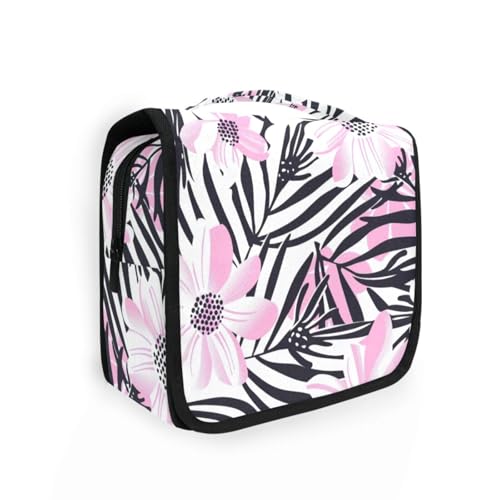Make-up-Tasche für Damen, Blumenmuster, Pfirsichfarben, mit Haken zum Aufhängen, wasserdicht, für Toilettenartikel, Hotel von KLL